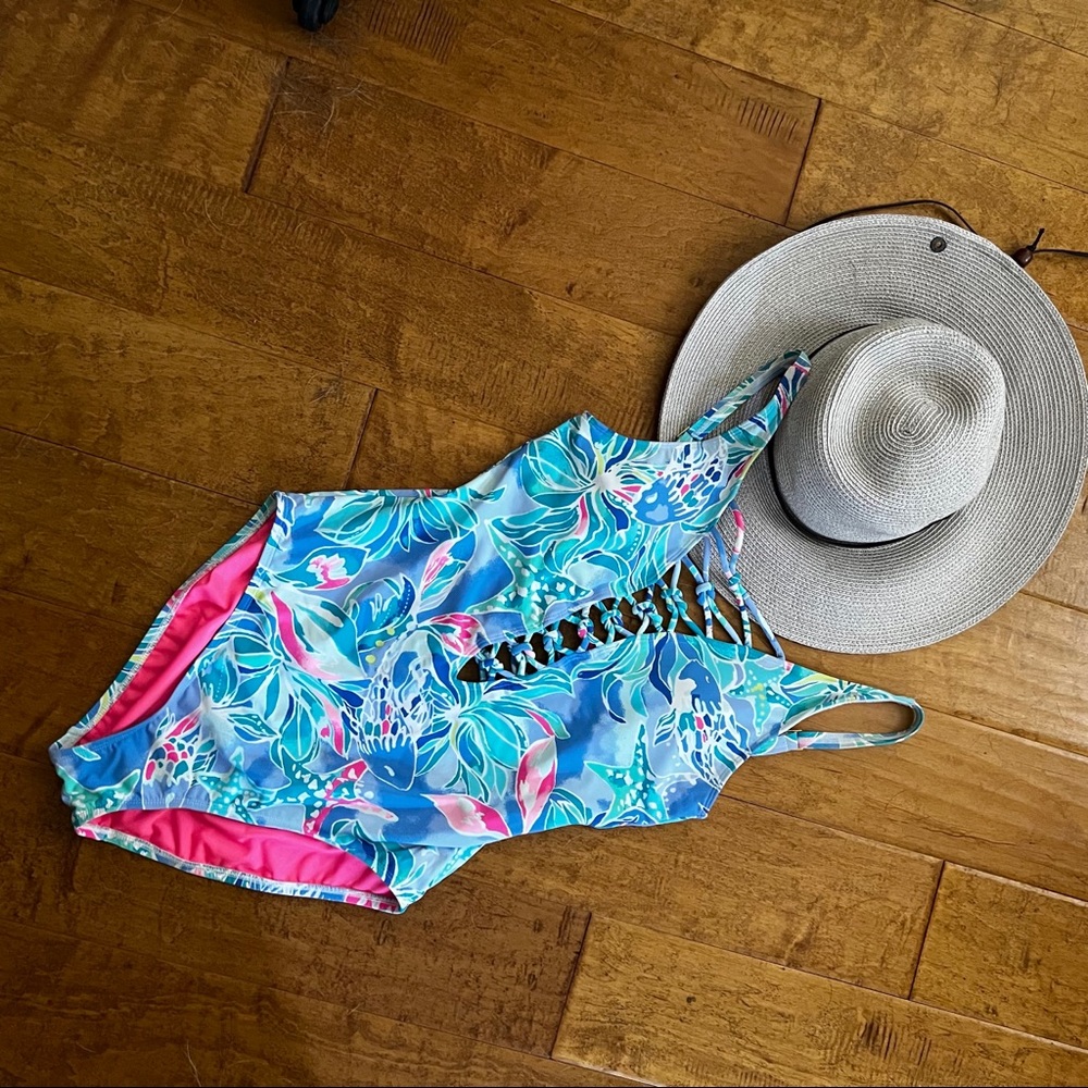 Tropical Blue and Pink Women's Swimsuit